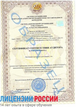 Образец сертификата соответствия аудитора №ST.RU.EXP.00006191-2 Сыктывкар Сертификат ISO 50001